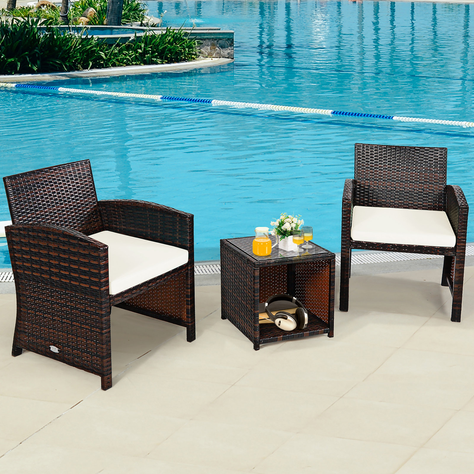 Winston Porter Brinlea Polyethylene (PE) Wicker 2 - Person Seating Group with Cushions